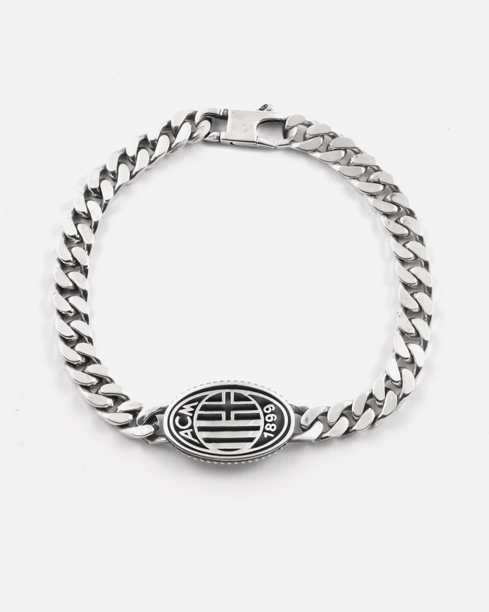 AC MILAN CREST SILVER CURB CHAIN...